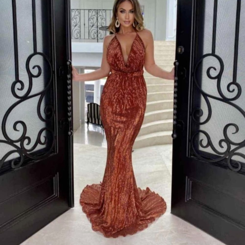Rust Colored Evening Gown - image 1